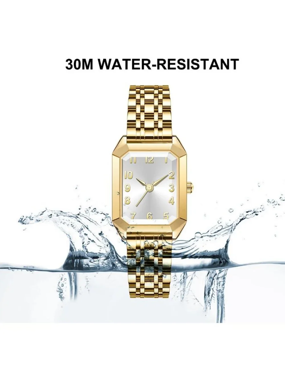 Women's Full Gold Vintage Roman/Arabic Numeral Dial Alloy Bracelet Quartz Watch